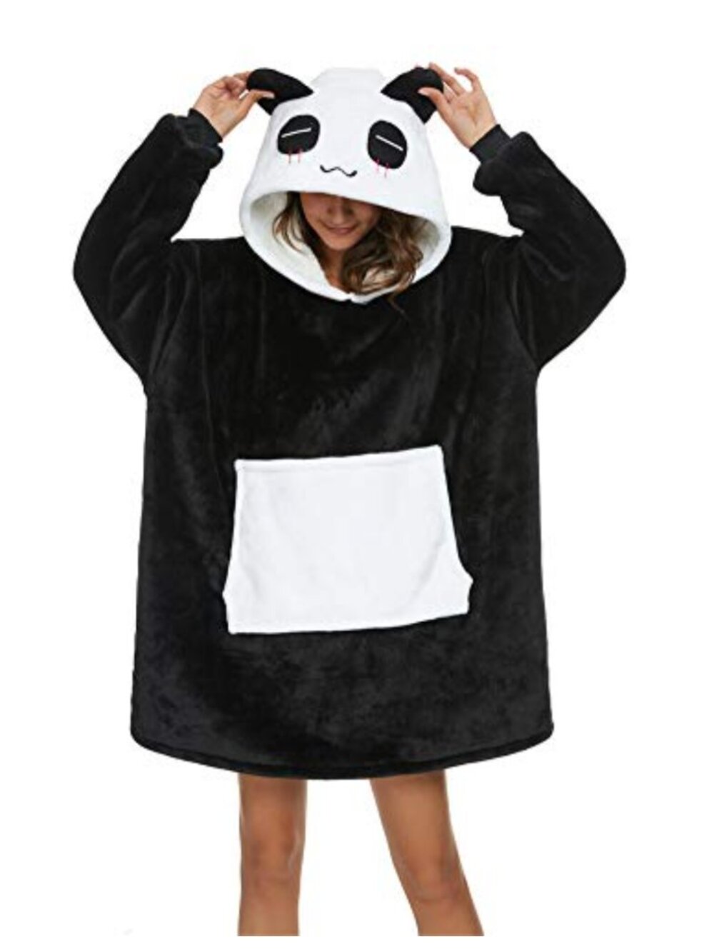 Wearable Blanket Hoodie Panda Oversized Sweatshirt with Sleeves Pocket
